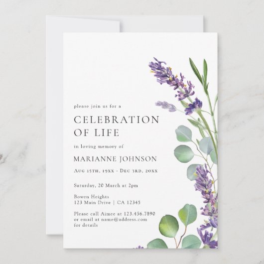 Moderne Lavendel Bloemen Viering van het Leven Kaart (Voorkant)