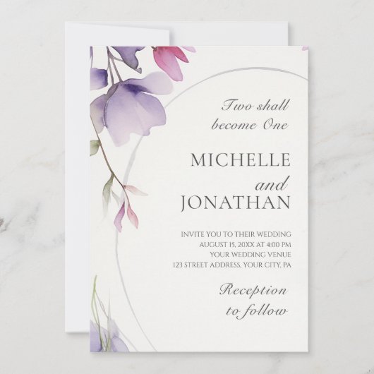 Moderne Lavendel Bloemenbijbel Christelijke bruilo Kaart (Voorkant)