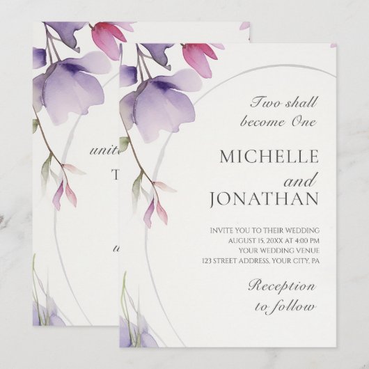 Moderne Lavendel Bloemenbijbel Christelijke bruilo Kaart (Voorkant / Achterkant)