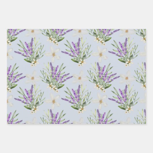 Moderne lavendel bloemige bruiloft inpakpapier vel (Voorkant 2)