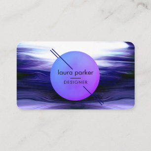 Moderne Lavendel Cirkel Maan Waterverf Golven Visitekaartje