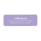 Moderne Lavendel Eenvoudige Achternaam Retouradres Etiket (Voorkant)