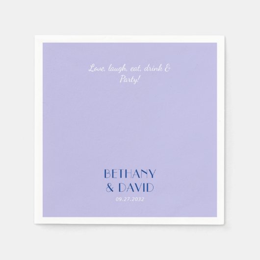 Moderne Lavendel en Blauwe Bruiloft Servet (Voorkant)