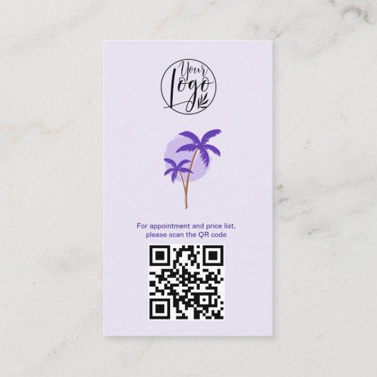 Moderne lavendel event planner foto qr code logo visitekaartje (Achterkant)