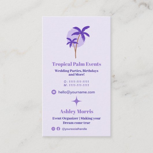 Moderne lavendel event planner foto qr code logo visitekaartje (Voorkant)