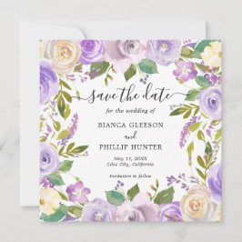 Moderne Lavendel Floral Elegant Bruiloft Save The Date