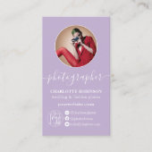 Moderne lavendel foto qr code logo fotograaf visitekaartje (Voorkant)