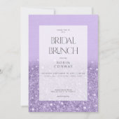 Moderne lavendel glam glitter bruids brunch kaart (Voorkant)