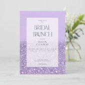 Moderne lavendel glam glitter bruids brunch kaart (Staand voorkant)