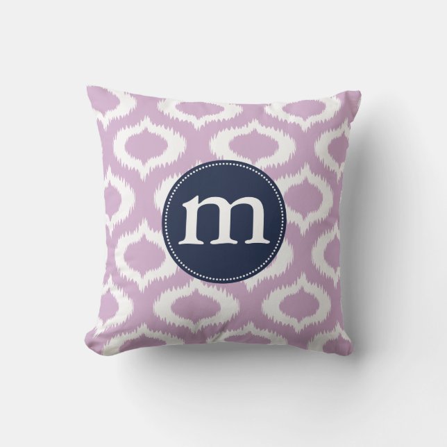 Moderne Lavendel Ikat Diamanten Gepersonaliseerd Kussen (Voorkant)