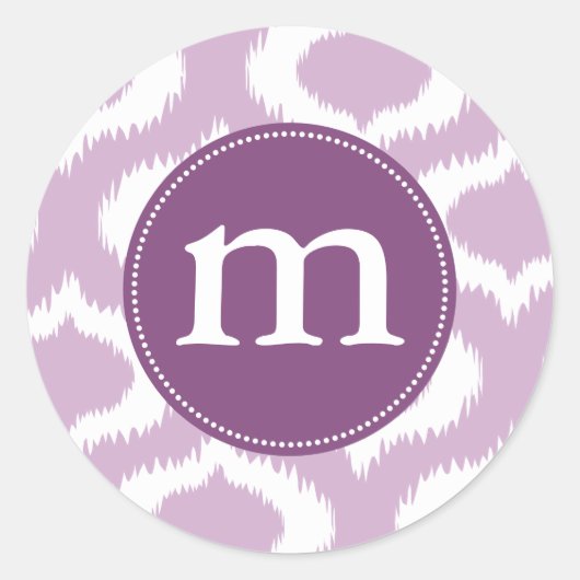 Moderne lavendel Ikat diamanten gepersonaliseerd Ronde Sticker (Voorkant)