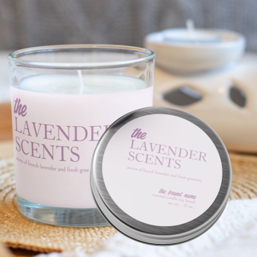 Moderne Lavendel kaars ronde sticker