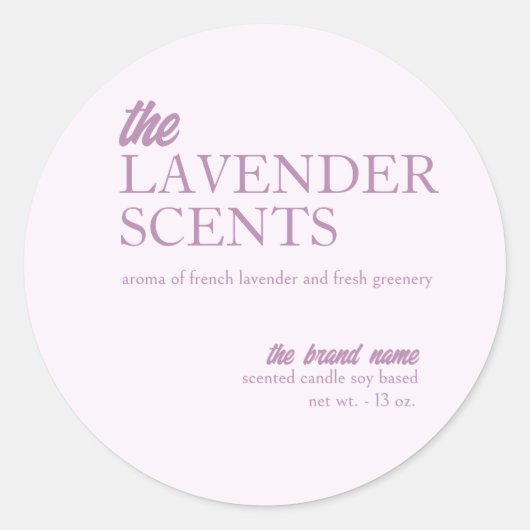 Moderne Lavendel kaars ronde sticker (Voorkant)