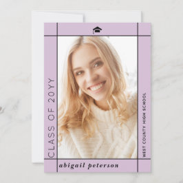 Moderne lavendel Klasse van 2024 afstuderen foto Aankondiging