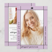 Moderne lavendel Klasse van 2024 afstuderen foto Aankondiging (Voorkant / Achterkant)