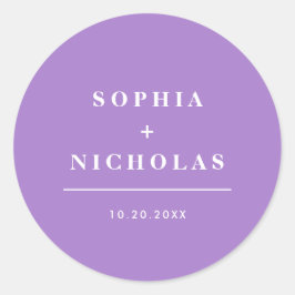 Moderne Lavendel Minimalistische Elegante Trouw Ronde Sticker