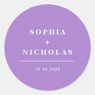 Moderne Lavendel Minimalistische Elegante Trouw Ronde Sticker