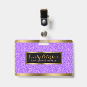 Moderne lavendel nep glinsterende gouden accenten badge (Voorzijde met clip)