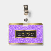 Moderne lavendel nep glinsterende gouden accenten badge (Achterkant met clip)