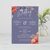 Moderne Lavendel Oranje Bloemen Bruiloft Uitnodigi (Staand voorkant)