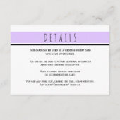 Moderne lavendel paarse bruiloft details informatiekaartje (Voorkant)