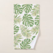 Moderne lavendel paarse en groene tropische blader bad handdoek (Handdoek)