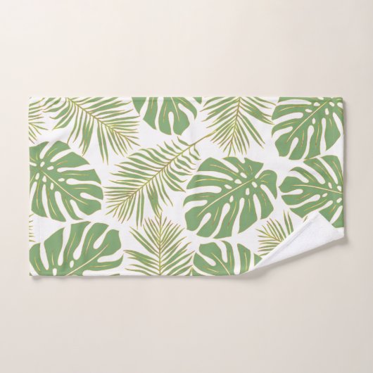 Moderne lavendel paarse en groene tropische blader bad handdoek (Handdoek)