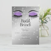 Moderne Lavendel Paarse Glam Eyes Bridal Brunch Kaart (Staand voorkant)