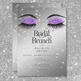 Moderne Lavendel Paarse Glam Eyes Bridal Brunch Kaart