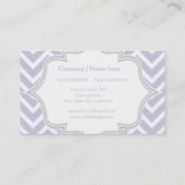 Moderne lavendel paarse, grijze chevron monogram visitekaartje (Achterkant)