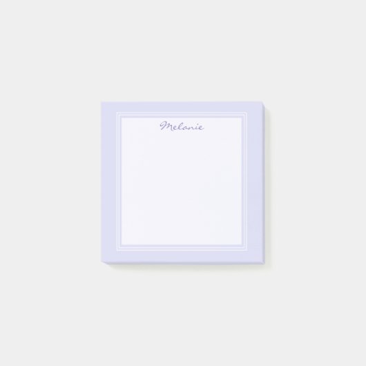 Moderne lavendel paarse seringen witte rand script post-it® notes (Voorkant)