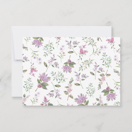 Moderne Lavendel Paarse Wildbloemen Bruiloft RSVP Kaartje (Achterkant)