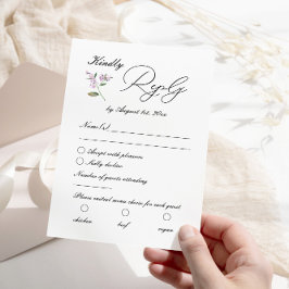 Moderne Lavendel Paarse Wildbloemen Bruiloft RSVP Kaartje