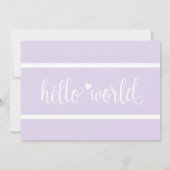Moderne Lavendel Paarsste Hallo Aankondiging (Achterkant)