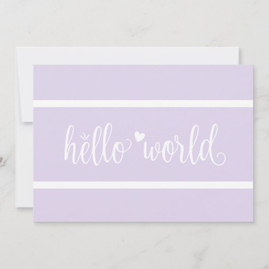 Moderne Lavendel Paarsste Hallo Aankondiging (Achterkant)
