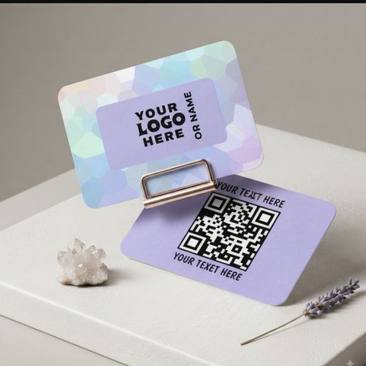 Moderne Lavendel Pastel Geometrische QR-code Zakel Visitekaartje