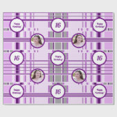 Moderne Lavendel Patroon Strepen Custom Foto Cadeaupapier (Vlak)