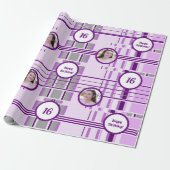 Moderne Lavendel Patroon Strepen Custom Foto Cadeaupapier (Uitgerold)