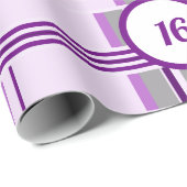 Moderne Lavendel Patroon Strepen Custom Foto Cadeaupapier (Rol Hoek)