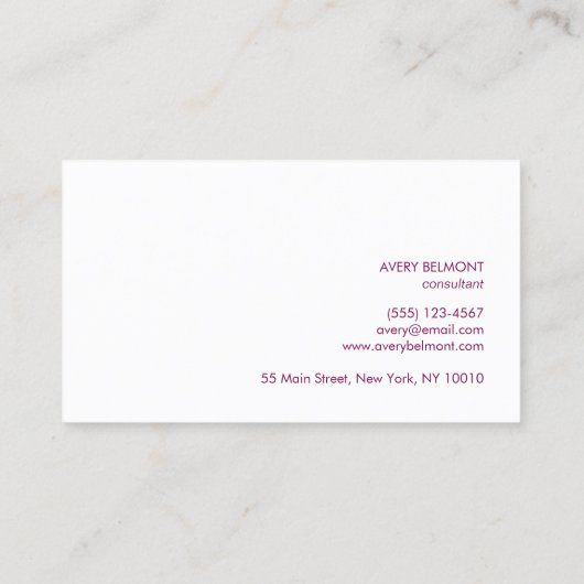 Moderne lavendel professioneel minimalistisch visitekaartje (Achterkant)