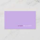 Moderne lavendel professioneel minimalistisch visitekaartje (Voorkant)