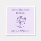 Moderne Lavendel Proost op 30 Jaar Verjaardag Serv Servet (Voorkant)