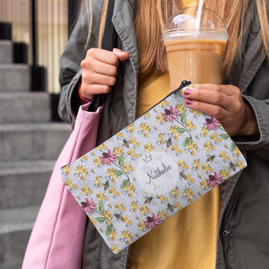 Moderne Lavendel Queen Bee & Bloemen Monogram Etui