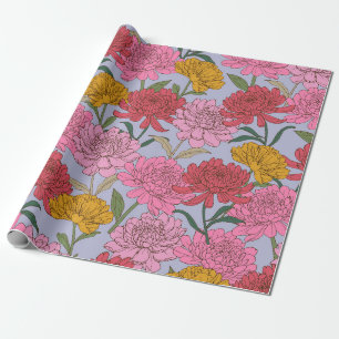 Moderne lavendel roze en gouden bloementuin cadeaupapier