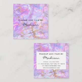 Moderne Lavendel Roze Goud Marmer Make-up Artiest Vierkante Visitekaartje