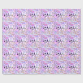 Moderne lavendel roze marmer gouden monogram naam cadeaupapier