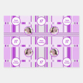 Moderne Lavendel Roze Patroon Stripe Foto Verjaard Inpakpapier Vel (Voorkant)