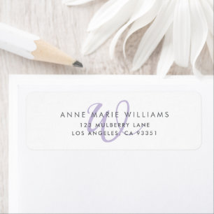 Moderne Lavendel Schrift Monogram Etiket