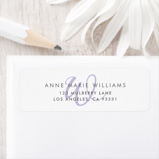 Moderne Lavendel Schrift Monogram Etiket (Insitu)