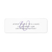 Moderne Lavendel Schrift Monogram Etiket (Voorkant)